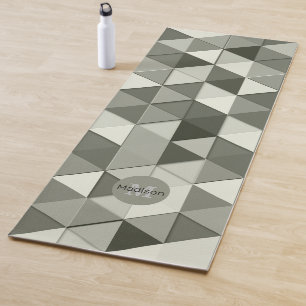 Tapis De Yoga Cool en niveaux de gris géométrie motif Monogramme