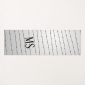 Tapis De Yoga Cool gris blanc noir barbelé motif Monogramme (Devant (Horizontal))