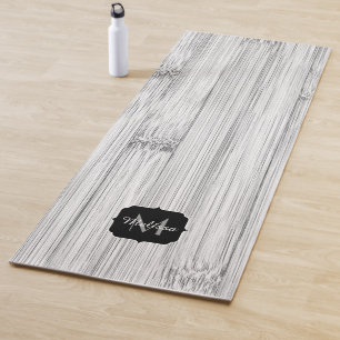 Tapis De Yoga Cool gris imprimé bois de bambou Monogramme