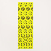 Tapis De Yoga Cool Happy Smiling face motif jaune Monogramme (Devant)