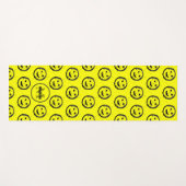 Tapis De Yoga Cool Happy Smiling face motif jaune Monogramme (Devant (Horizontal))