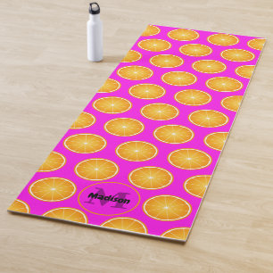 Tapis De Yoga Cool Juicy Orange tranches Monogram néon rose