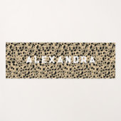 Tapis De Yoga Cool moderne Sable Beige Leopard Motif Et Nom (Devant (Horizontal))