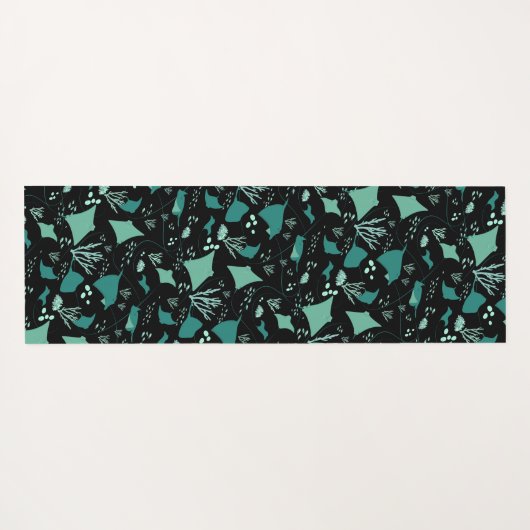 Tapis De Yoga Cool Stingrays bleu noir Motif aquatique (Dos (Horizontal))