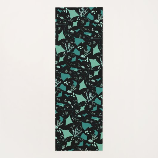 Tapis De Yoga Cool Stingrays bleu noir Motif aquatique (Dos)