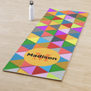 Tapis De Yoga Cool triangle coloré géométrie motif Monogramme