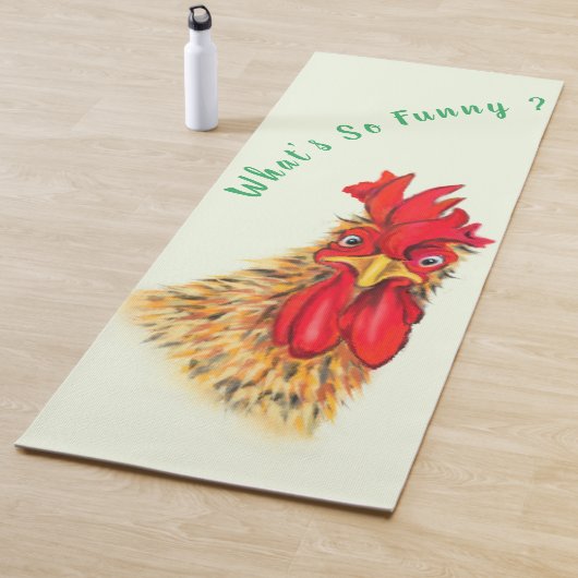 Tapis de Yoga Coq Drôle (En situation)