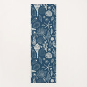Tapis De Yoga Coques de mer sur bleu foncé (Devant)