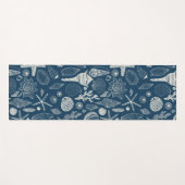 Tapis De Yoga Coques de mer sur bleu foncé (Devant (Horizontal))