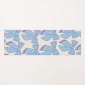 Tapis De Yoga Coquette Bows Bleus (Devant (Horizontal))