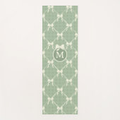 Tapis De Yoga Coquette Bows Gingham Monogram Cream Sage Green  (Devant)