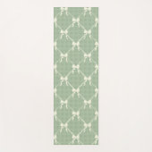 Tapis De Yoga Coquette Bows Gingham Pattern Cream Sage Green  (Devant)