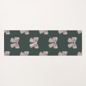 Tapis De Yoga Coquette Monogramme Bow Noir & Rose élégant (Dos (Horizontal))