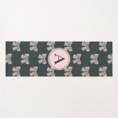 Tapis De Yoga Coquette Monogramme Bow Noir & Rose élégant (Devant (Horizontal))