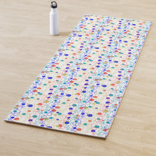 Tapis De Yoga Corail bleu Aqua Lime Cercles verts Points