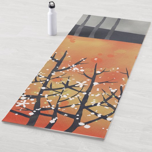 Tapis De Yoga Corail floral Orange Abstrait