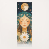 Tapis De Yoga Cosmic Girl Boho Moon & Daisy Illustration Custom (Devant)