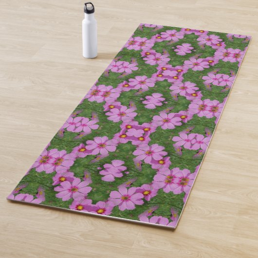 Tapis De Yoga Cosmos rose Fleurs de marguerite Abstraite Nature (En situation)