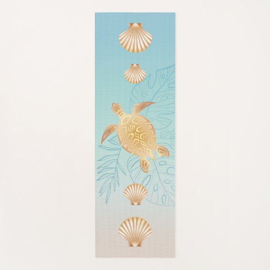 Tapis De Yoga Côte Feuille tropicale de la tortue de mer d'or (Devant)
