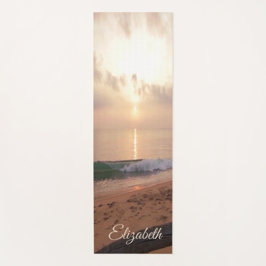 Tapis De Yoga Coucher de soleil sur la plage, Sable, Vagues pers (Devant)