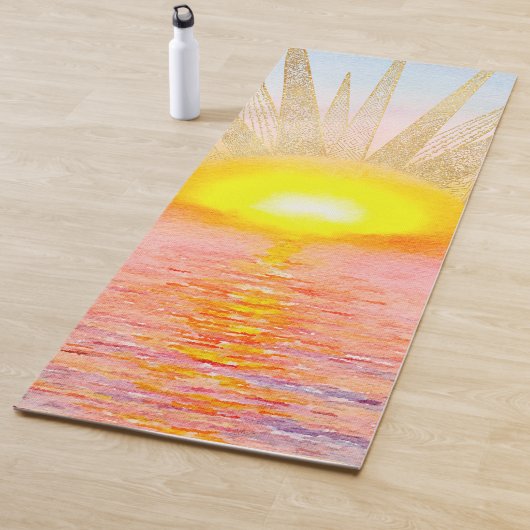 Tapis De Yoga Coucher d'or Soleil Mandala Aquarelle Mer (En situation)