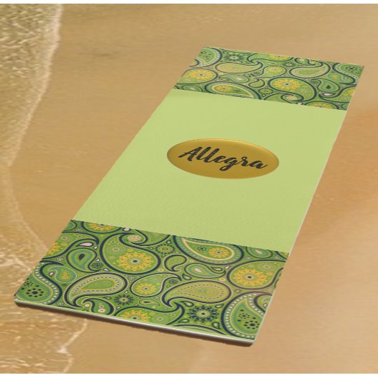 Tapis De Yoga Couleur claire, vert et jaune, marguerite