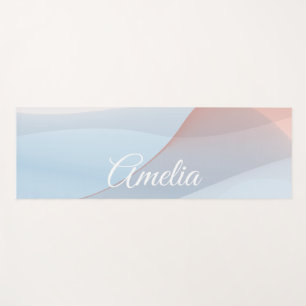 Tapis De Yoga Couleur pastel à vague minimaliste avec nom