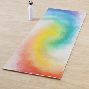 Tapis De Yoga Couleurs Abstraites bleu rouge violet vert jaune