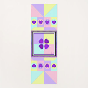 Tapis De Yoga Couleurs pastel & coeurs violets battre