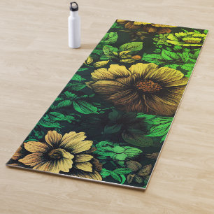 Tapis De Yoga Couleurs Uniques Imprimé Floral Vintage