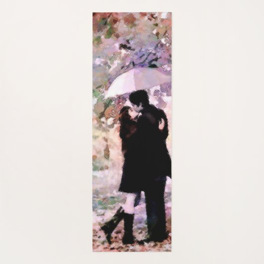 Tapis De Yoga Couple en amour S'embrasser dans la pluie Art Abst (Dos)