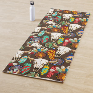 Tapis De Yoga Crâne de buffle emblème amérindien