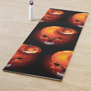 Tapis De Yoga Crâne d'Halloween et Citrouille