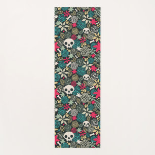 Tapis De Yoga Crâne en fleurs