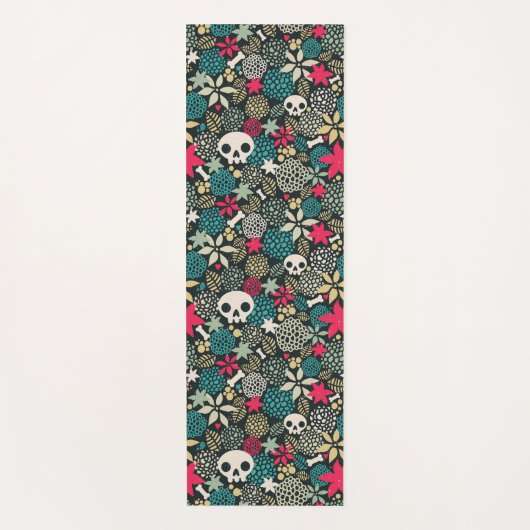 Tapis De Yoga Crâne en fleurs (Devant)