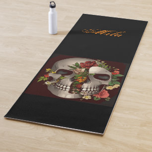 Tapis De Yoga Crâne en fleurs