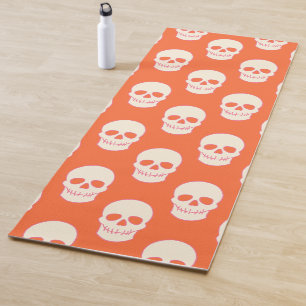 Tapis De Yoga Crâne en rose, orange et crème