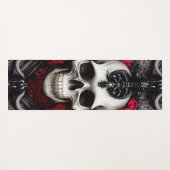 Tapis De Yoga Crâne foncé et gothique et Rose (Dos (Horizontal))