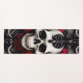 Tapis De Yoga Crâne foncé et gothique et Rose (Devant (Horizontal))
