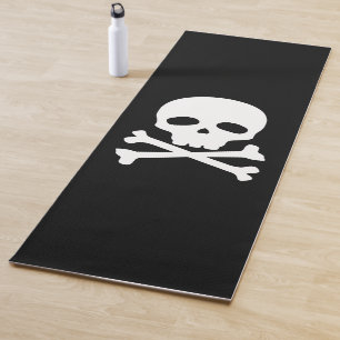 Tapis De Yoga Crâne pirate blanc sur le yoga noir