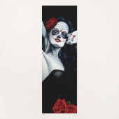 Tapis De Yoga Crâne sucre Roses rouges Noir (Devant)