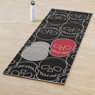 Tapis De Yoga Crânes - Noir de chauve-souris et Blanc d'os Yoga