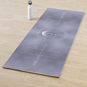 Tapis De Yoga Cravate Bleue-Dye, Lune Crescent, Alignement Yoga 