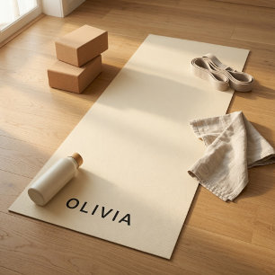 Tapis De Yoga Crème au Beurre Personnalisée Nom Personnalisé