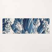 Tapis De Yoga Crêtes éphémères : Les vagues d'Hokusai réimaginée (Dos (Horizontal))