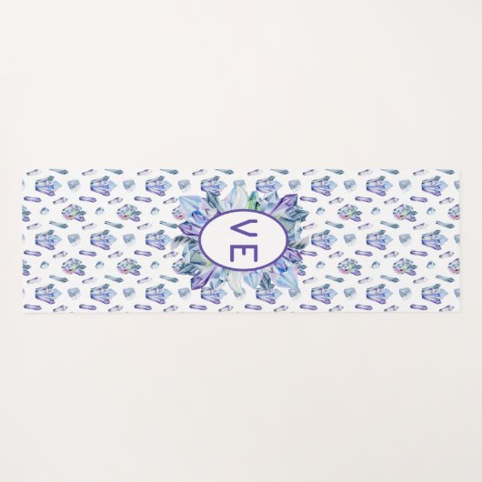 Tapis De Yoga Cristaux en bleu violet et vert (Dos (Horizontal))