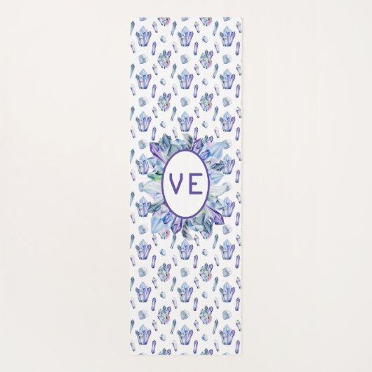 Tapis De Yoga Cristaux en bleu violet et vert (Dos)