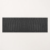 Tapis De Yoga Crocodile noir en cuir imprimé (Devant (Horizontal))