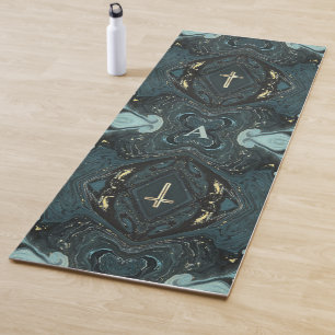 Tapis De Yoga Croix sainte or, Vert foncé Abstrait personnalisé