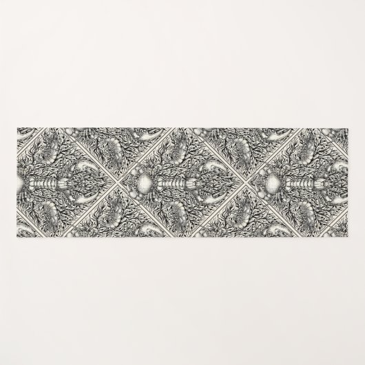 Tapis De Yoga Crustacéen en noir et blanc naturel (Devant (Horizontal))